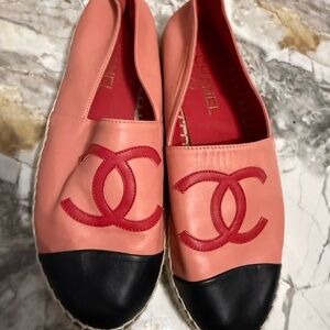 CHANEL Women's Coral and Black Espadrilles